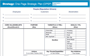 one page strategic plan