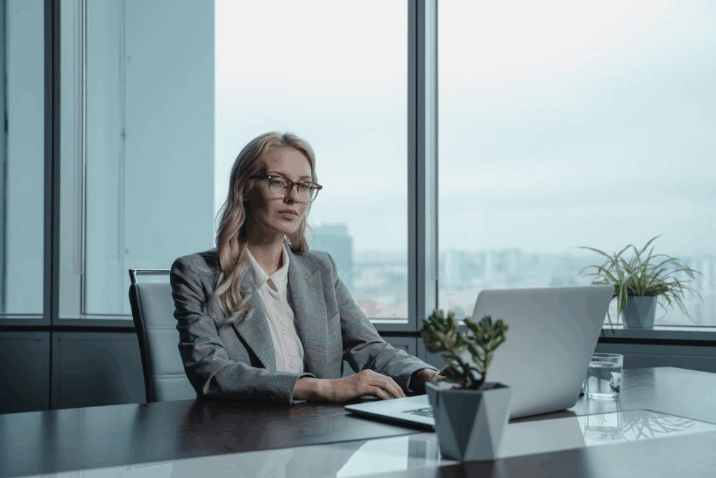 Woman working in modern office